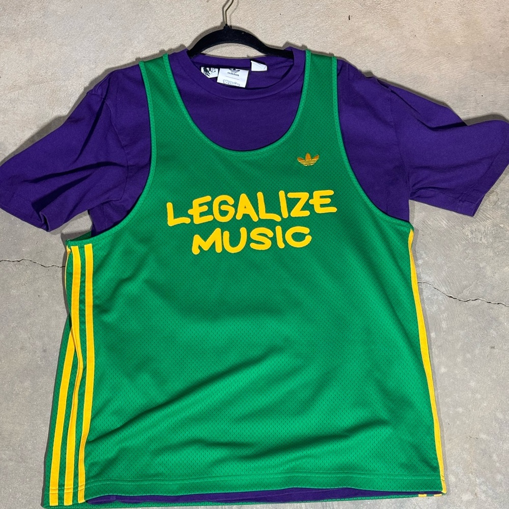 ADIDAS x DJ Kerwin Frost 'Legalize Music ' SS T-Shirt Green/Purple